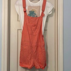 Roxy linen short overalls with tshirt